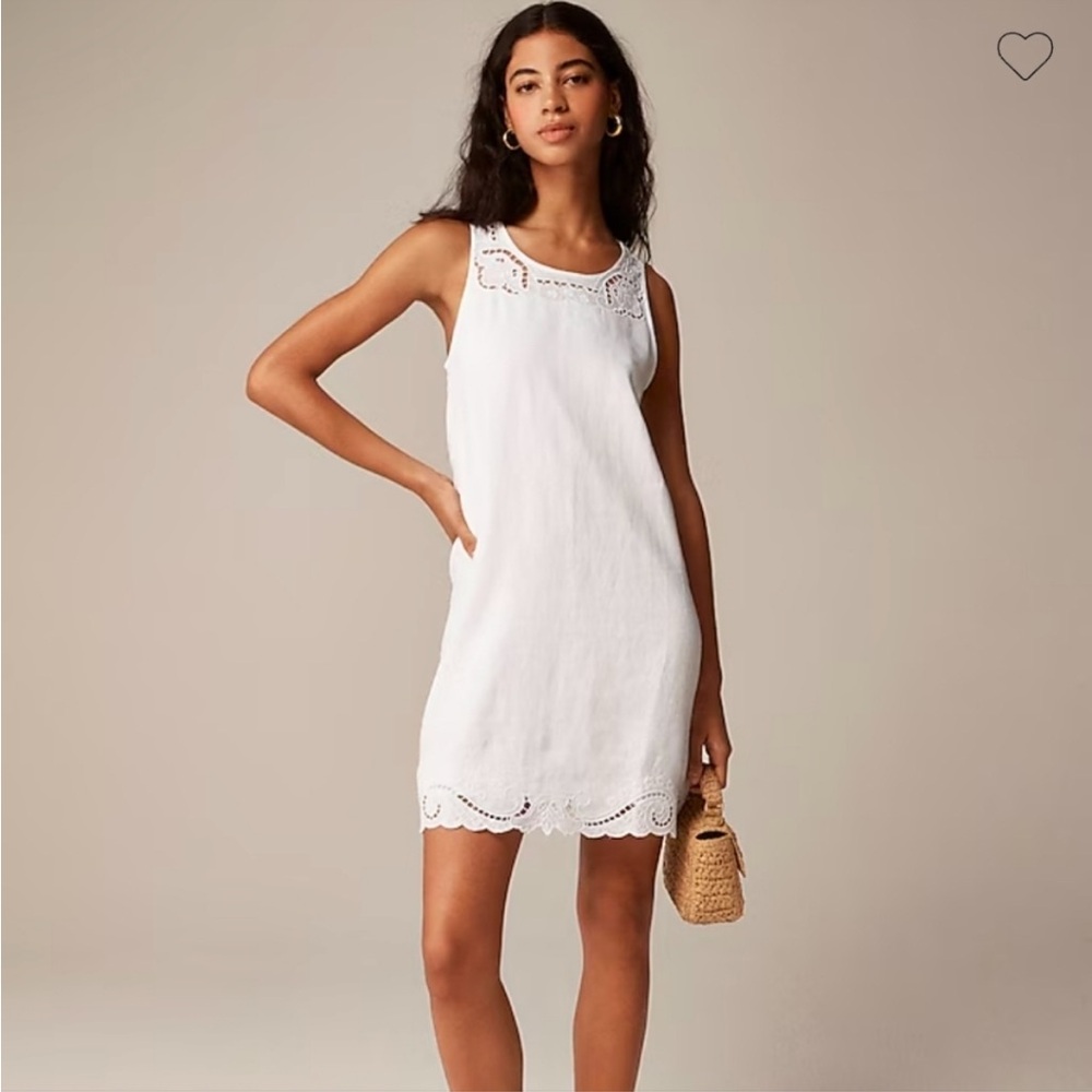 Jcrew Maxine eyelet shift dress in linen